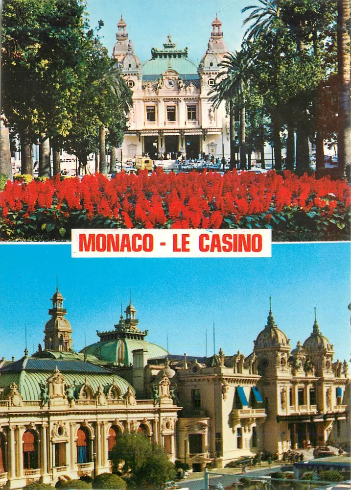 Mônaco - O Casino — vista panorâmica e jardim florido - Frente