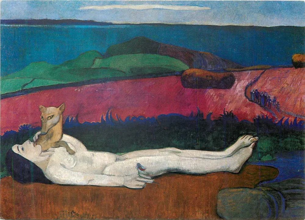 Homme allongé avec loup — peinture de Marc Chagall — éditions de la galerie de Paris, n° 123 - Recto