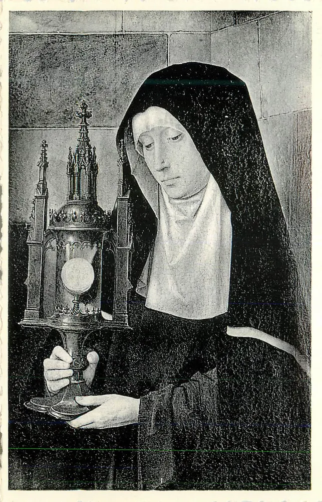 Sœur religieuse — avec chalice gothique — reproduction d'œuvre d'art - Recto