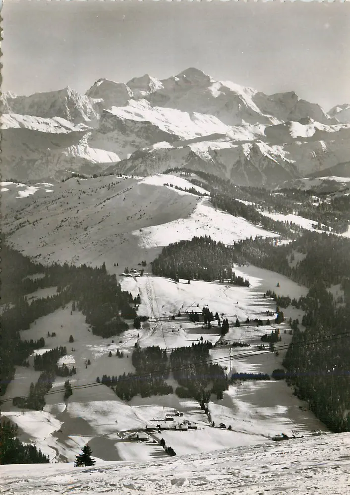 Panoramablick auf die schneebedeckten Alpen — unbekannter Verlag - Vorderseite