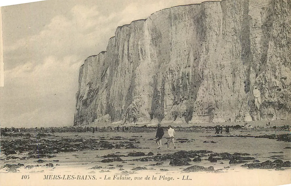 Mers-les-Bains - La Falaise, vue de la Plage - LL. - Recto
