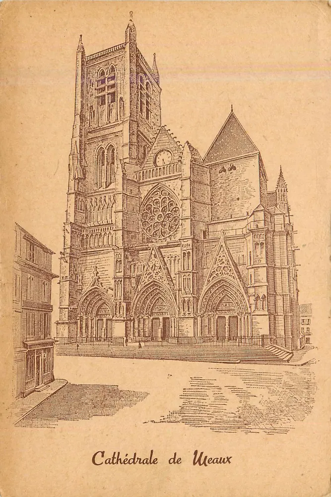 Catedral de Meaux — vista da fachada — gravura - Frente