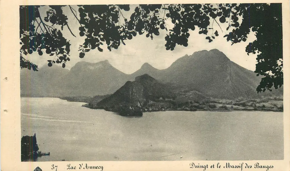 Lago de Annecy — Vista do Duingt e do Massif dos Bauges — Editor: A. L. C. n°37 - Frente