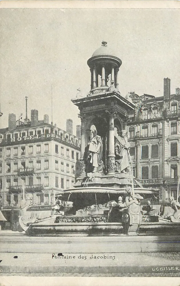 Fontaine dos Jacobinos — Praça dos Jacobinos, Lyon — editada por L. Geisler - Frente
