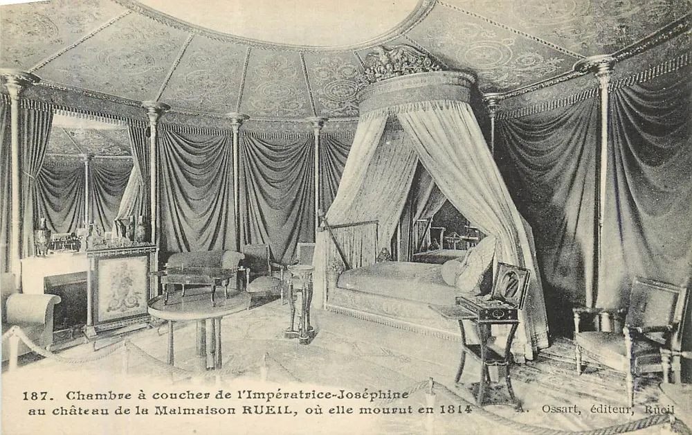 Quarto de dormir da Imperatriz Joséphine no castelo de La Malmaison em Rueil — A. Ossart, editor, Rueil - Frente