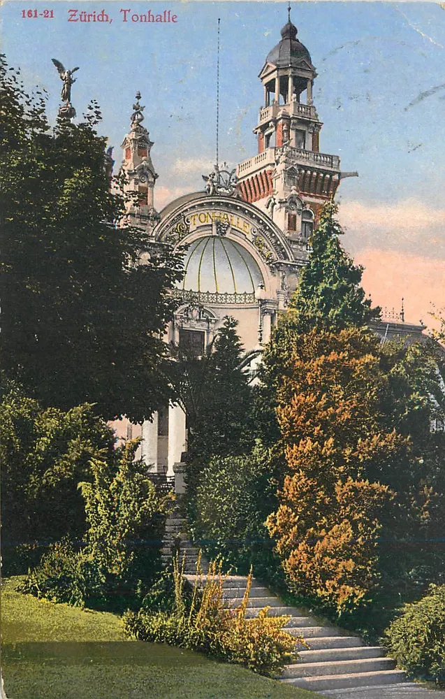 Zürich, Tonhalle — view of the main entrance — unknown publisher, series number 161-21 - Front