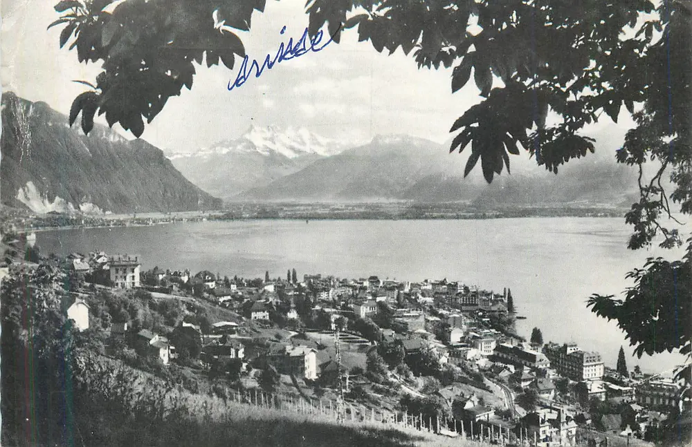 Vista del lago di Ginevra — Svizzera — editore non visibile - Recto