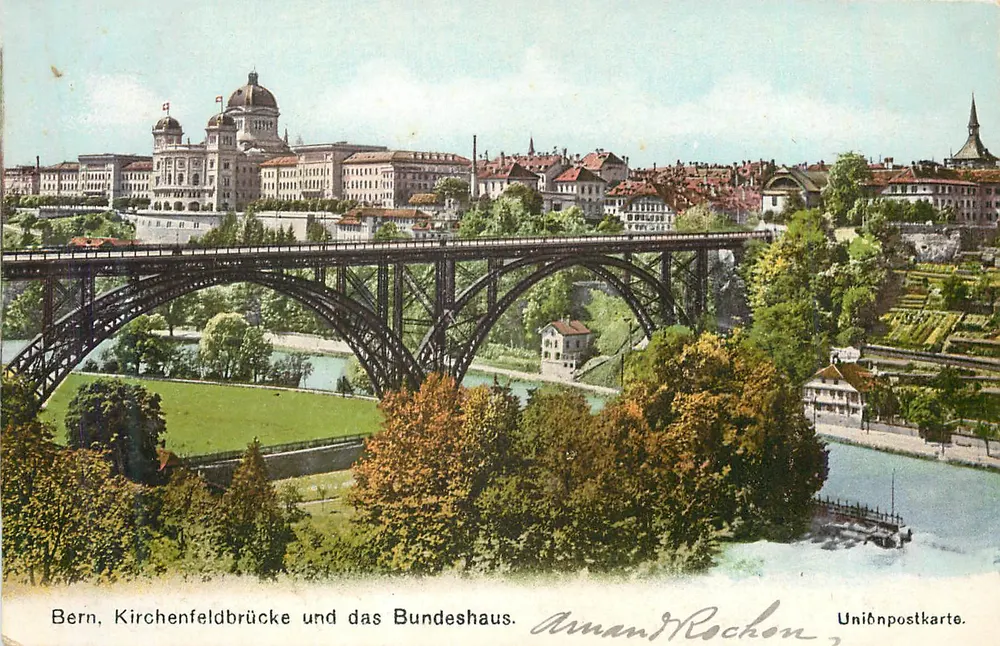 Bern, brug Kirchenfeld en het Federale Paleis — Amand Rochon, Unionpostkarte - Voorkant