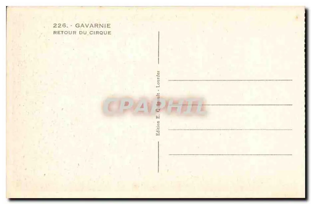 Gavarnie — Retorno do Circo — Edição E. Qimault, Lourdes - Verso