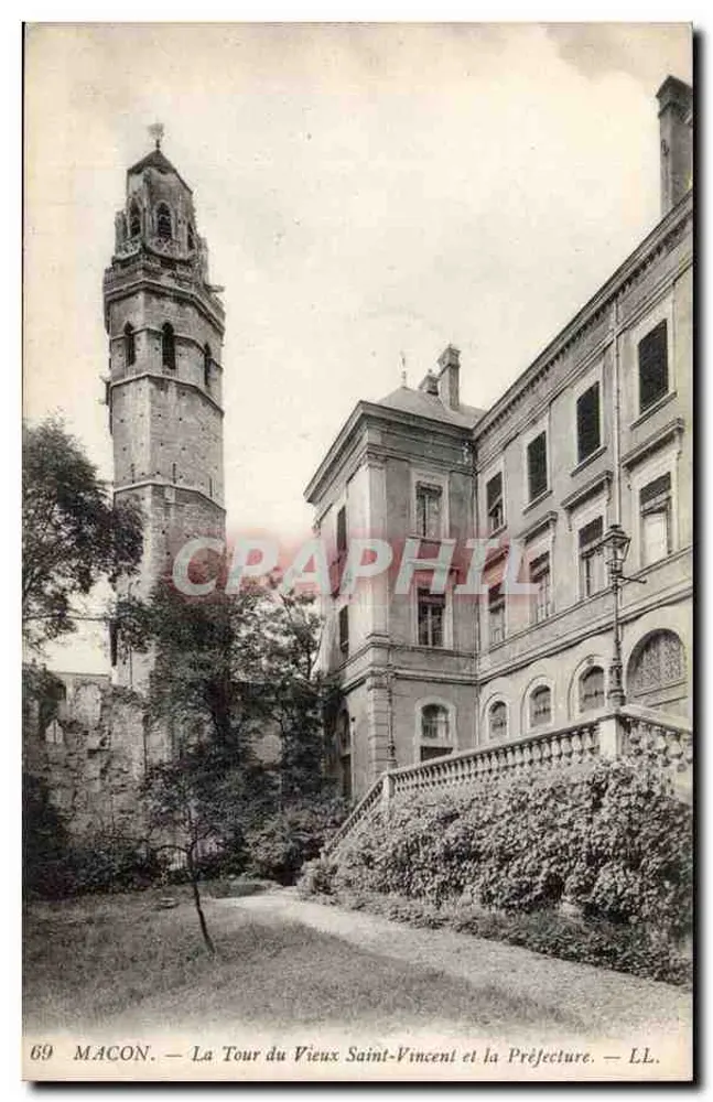 Macon — Die Turm des Alten Saint-Vincent und das Präfekturgebäude — LL. Nr. 69 - Vorderseite
