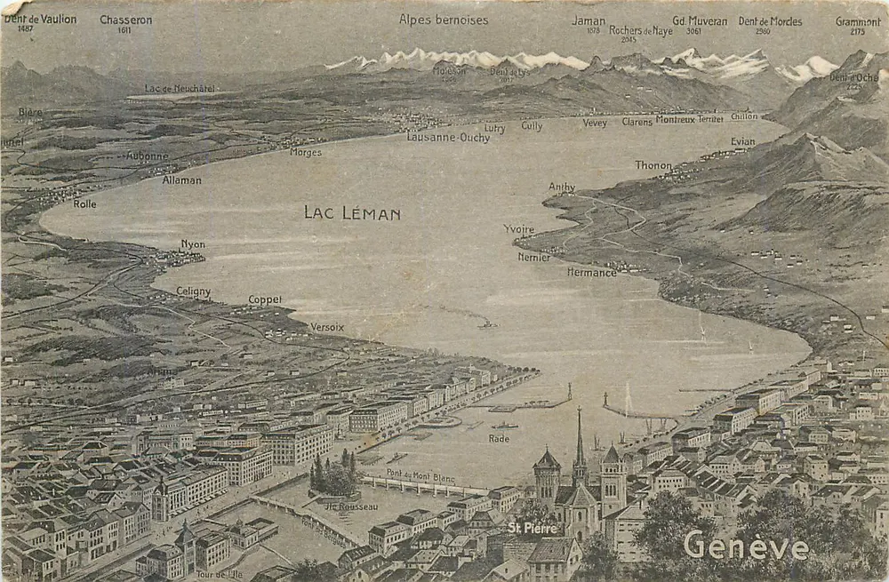 Lago Léman — vista aérea — Genebra - Frente