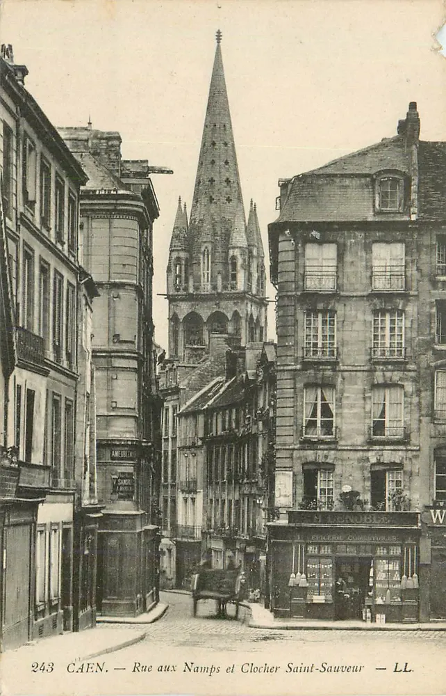Caen — Rue aux Namps und Kirchturm Saint-Sauveur — LL - Vorderseite