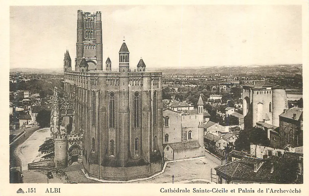 Albi — Ansicht der Kathedrale Sainte-Cécile und des Bischofspalastes — Unbekannter Verleger, Nr. 151 - Vorderseite