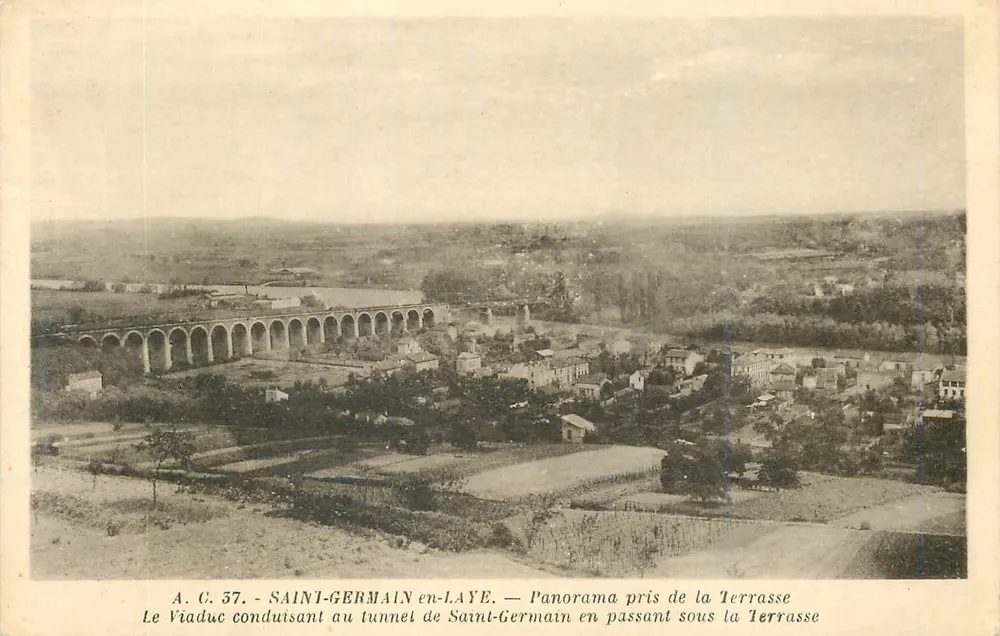 Saint-Germain-en-Laye — Viaducto que conduce al túnel, panorámica tomada desde la Terraza - Anverso