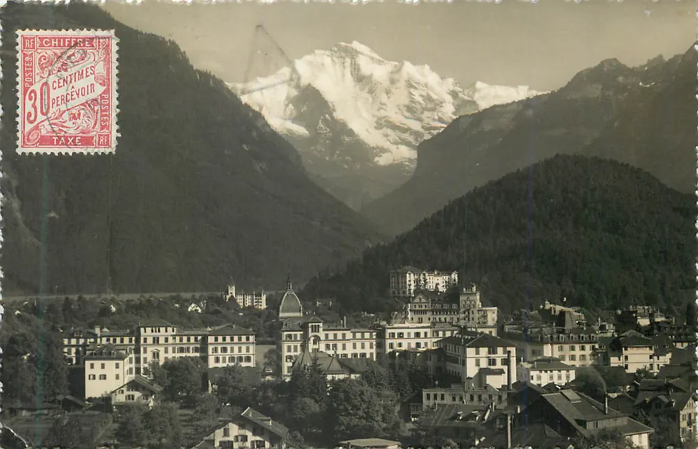 Chamonix — vista panorâmica com o Monte Branco — editor desconhecido, número de série não visível - Frente