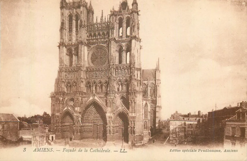Amiens — Fassade der Kathedrale — Sonderausgabe Prudhomme, Amlens - Vorderseite