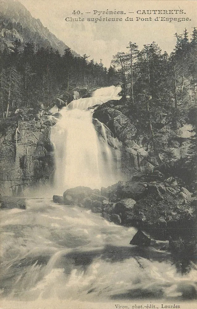 Chute supérieure du Pont d'Espagne — Pyrénées — Cauterets — Viron, phot.-édit., Lourdes - Recto