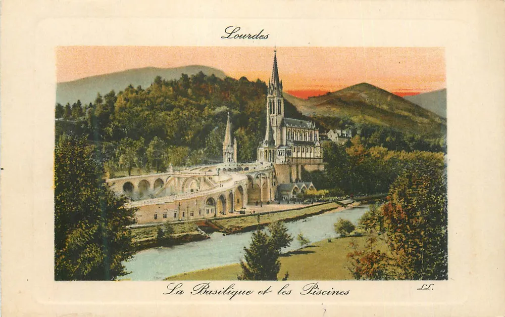 Lourdes — La Basilica e le Piscine — LL. - Recto