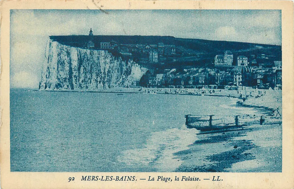 Mers-les-Bains — La Plage, la Falaise — LL. - Recto
