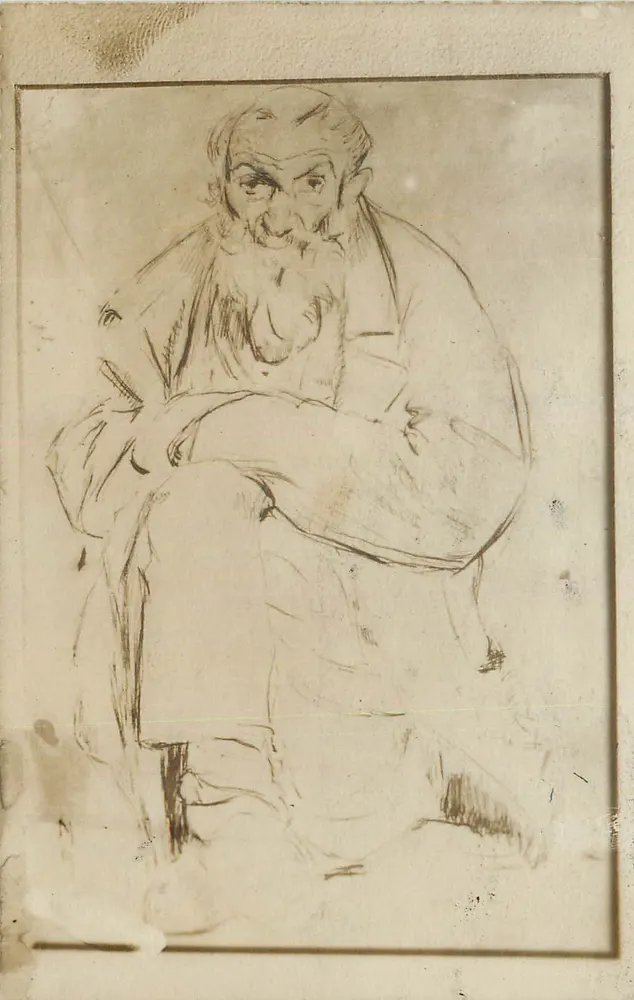 Retrato de um homem idoso — desenho a lápis — editor desconhecido - Frente