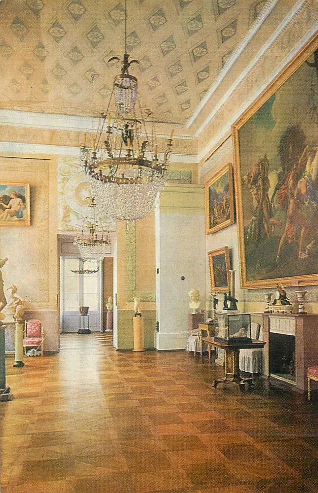 Sala de jantar do castelo de Schloss Schönbrunn — interior ricamente decorado — editor não identificável - Frente