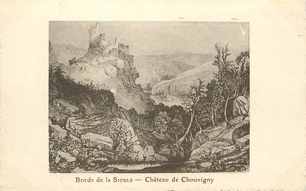 Shores of the Sioule — Château de Chouvigny - Front
