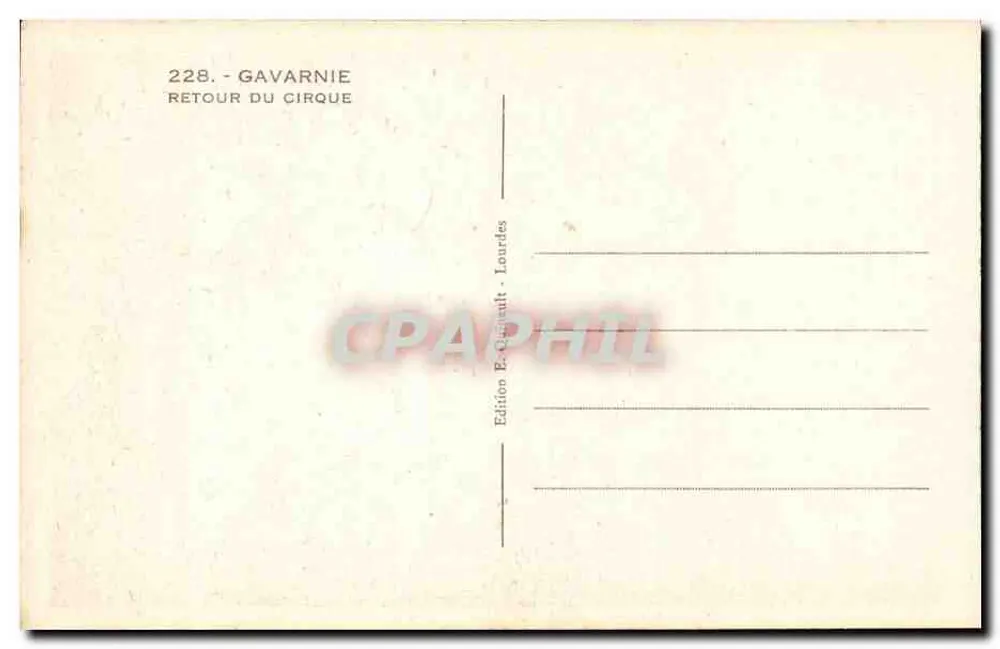Gavarnie — Terugkeer naar het Cirque — Uitgave E. Quinault - Lourdes - Achterkant