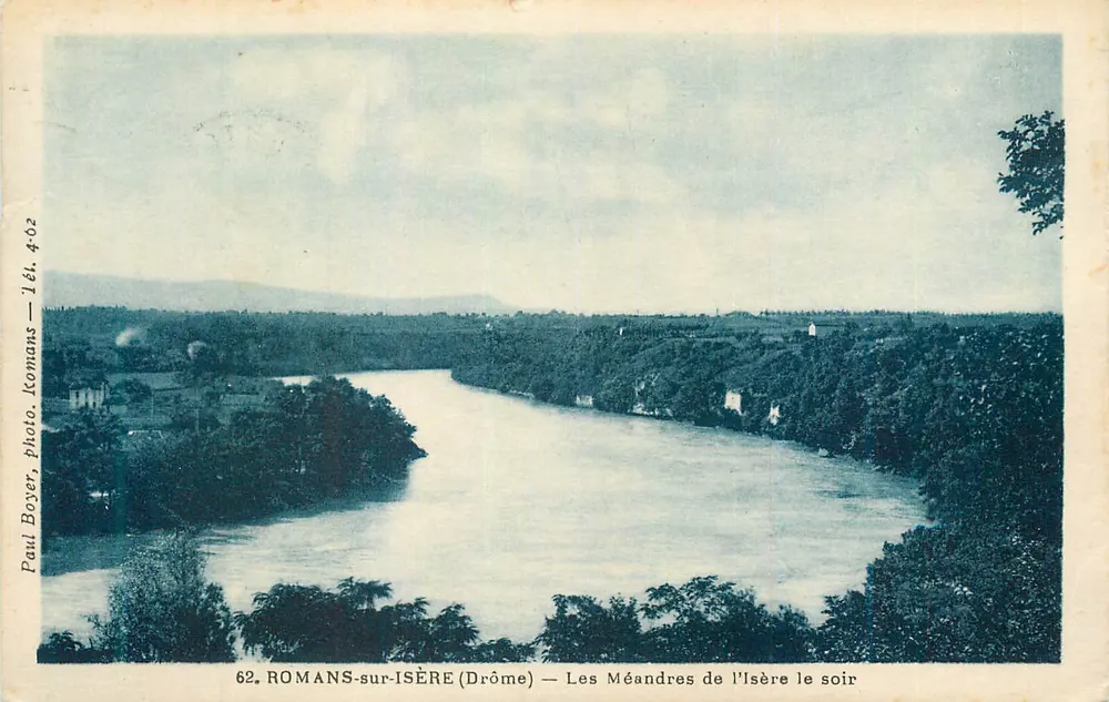 ROMANS-sur-ISÈRE (Drôme) — Die Schleifen der Isère am Abend — Paul Boyer, Foto. N° 62 - Vorderseite