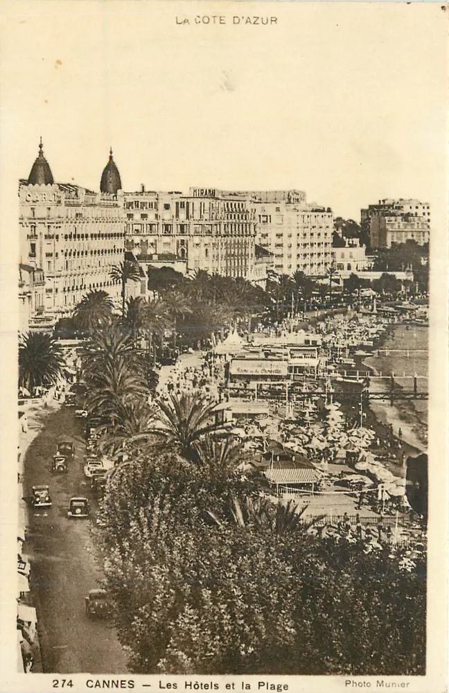 CANNES — Les Hôtels et la Plage — Photo Munier n°274 - Recto