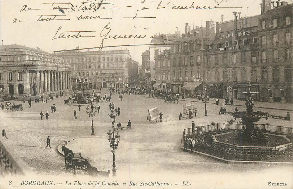 Bordeaux — Ansicht der Place de la Comédie und Rue Ste-Catherine — LL. - Vorderseite