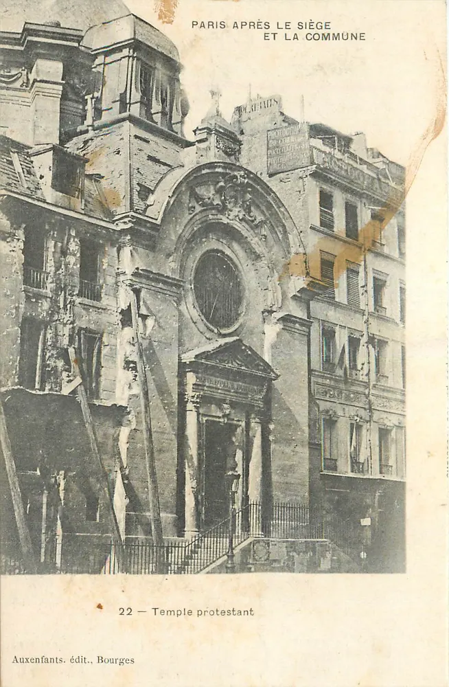 Paris after the Siege and the Commune — Protestant Temple — Auxenfans, publisher, Bourges - Front