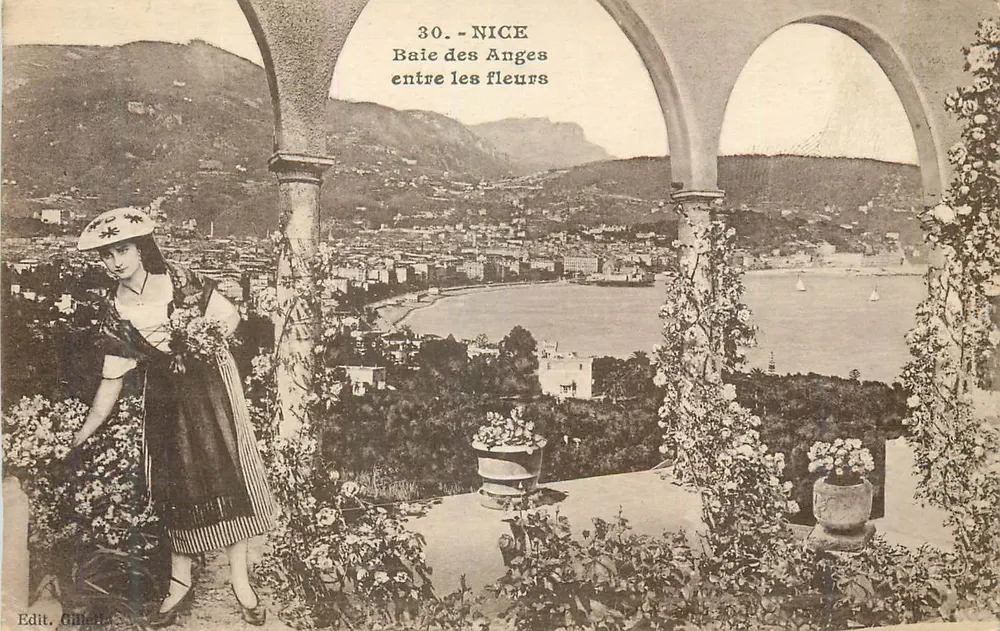 Nice - Baía dos Anjos entre as flores — Edit. Gillet, n°30 - Frente