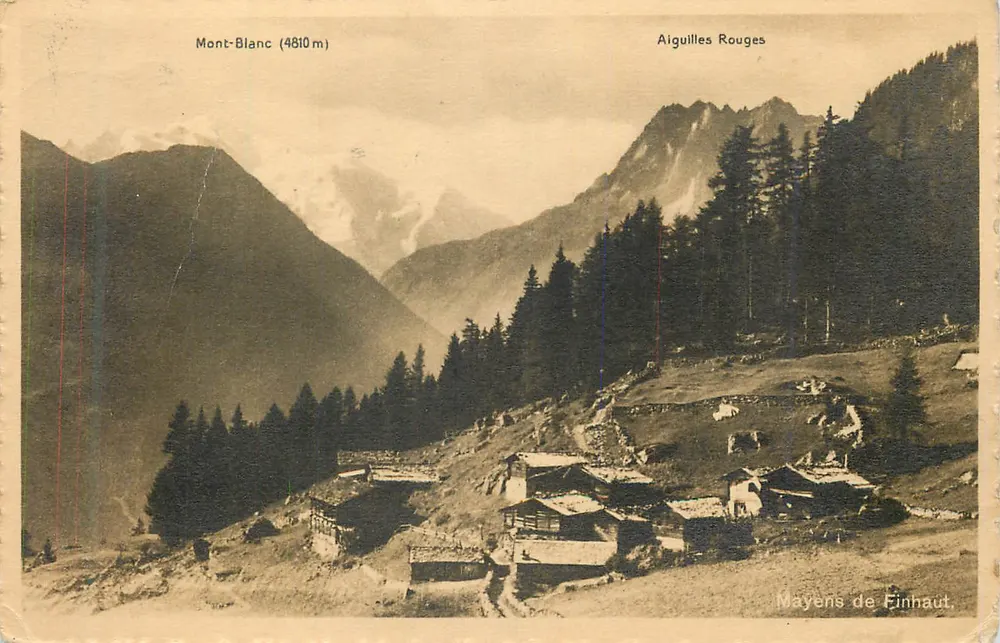 Mont-Blanc (4810 m) — Aiguilles Rouges — Mayens de Einhaut - Recto