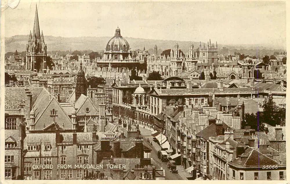 Oxford widziana z wieży Magdalen — wydawca nieznany, numer seryjny 95066 - Awers