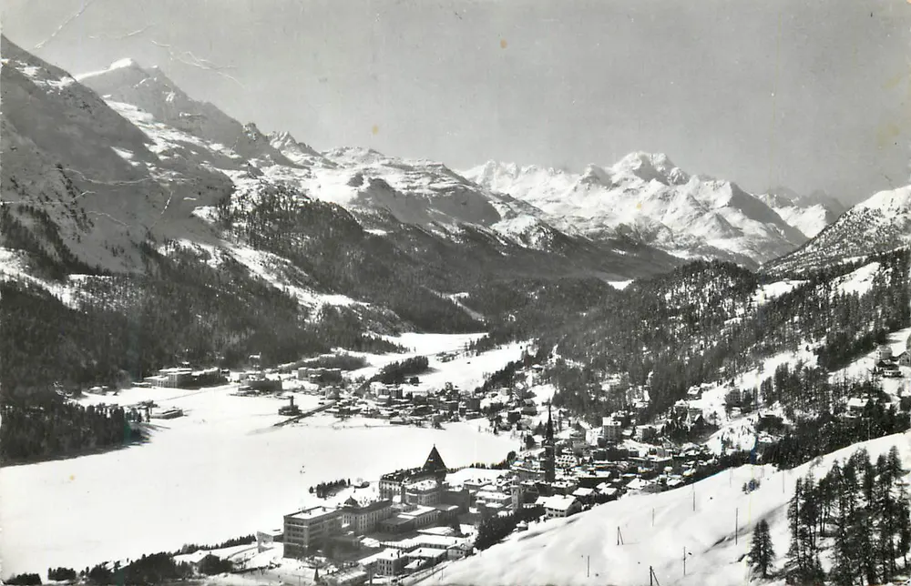 Lac de St. Moritz — vue panoramique hivernale — éditeur non visible - Awers