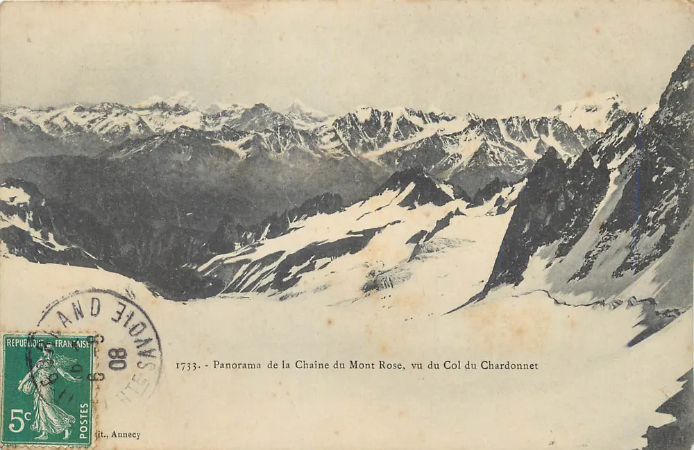 Mont Rose-Kette — Ansicht vom Col Chardonnet — lit. Annecy - Vorderseite