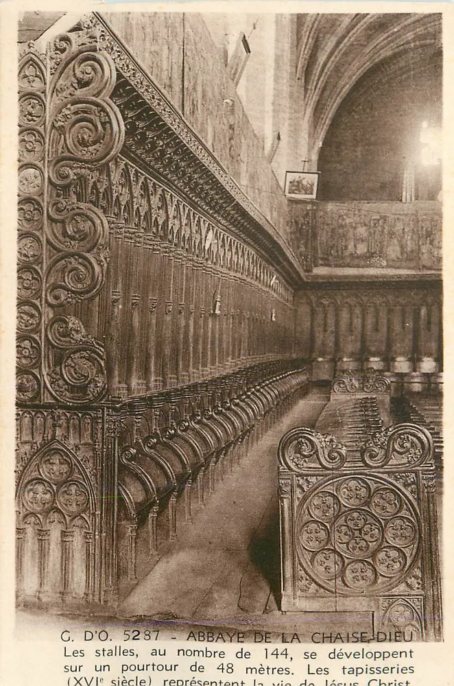 Abtei La Chaise-Dieu — Stühle und Teppiche des 16. Jahrhunderts - Vorderseite