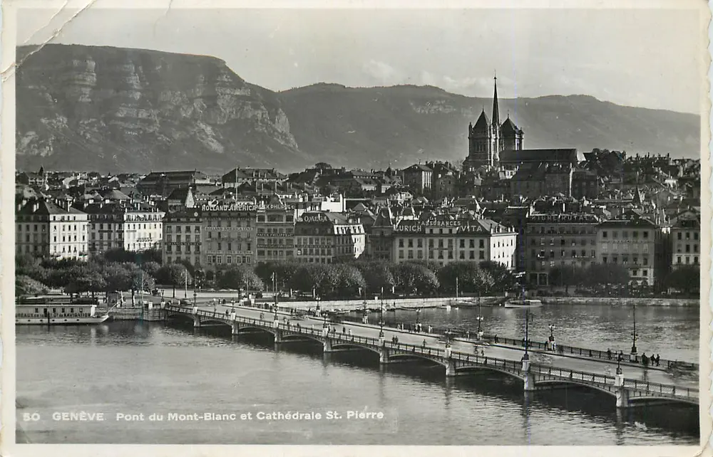 Genève — Pont du Mont-Blanc et Cathédrale St-Pierre — éditeur inconnu, n° 50 - Recto