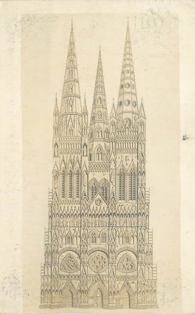 Catedral de Nossa Senhora de Estrasburgo — vista frontal — gravura - Frente