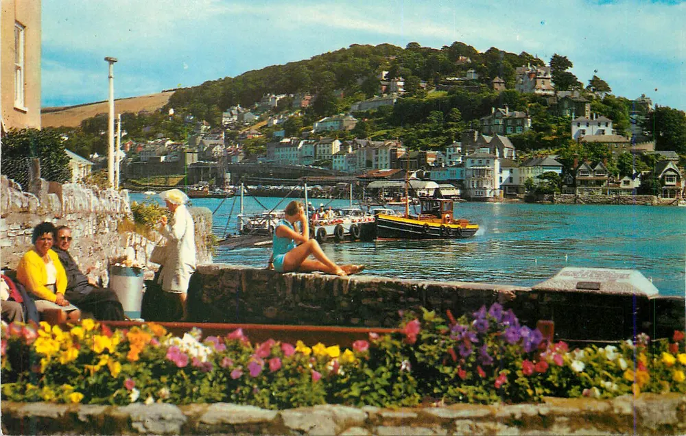 Port Falmouth — widok na port i schodzące się domy — wydawca nieznany - Awers