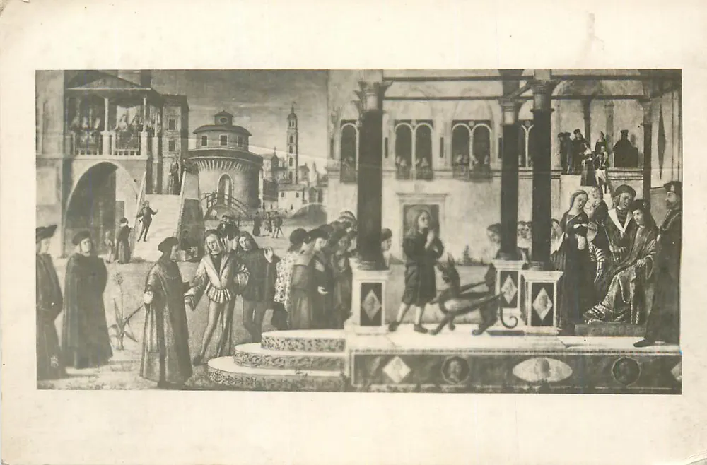 Scène de la vie de sainte Catherine d'Alexandrie — reproduction d'une peinture italienne — éditeur non visible - Recto