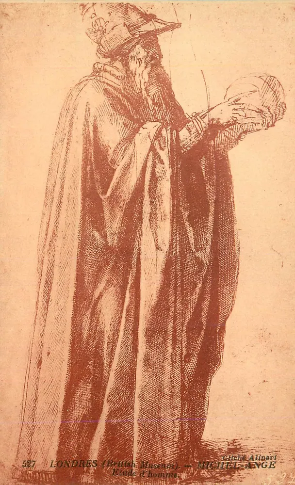 Londres — Étude d'homme — Michel-Ange — Éditeur Allinert, n° 527 - Recto
