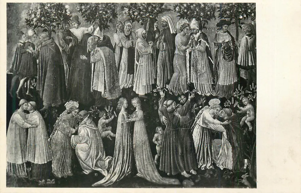 Cena religiosa — fresco ou pintura antiga — editor e número de série ilegíveis - Frente
