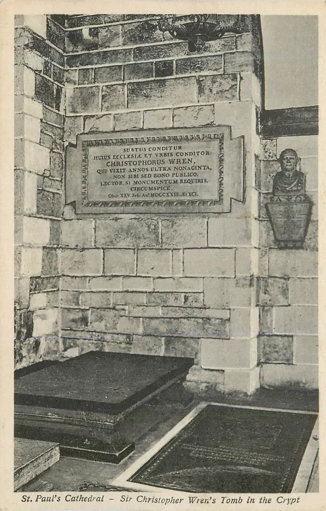 St. Paul's Cathedral — Sir Christopher Wren's Tomb in the Crypt - Recto