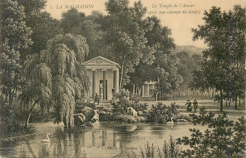 La Malmaison — Le Temple de l'Amour (après une estampe du temps) — L'Abaille et Asnières - Recto