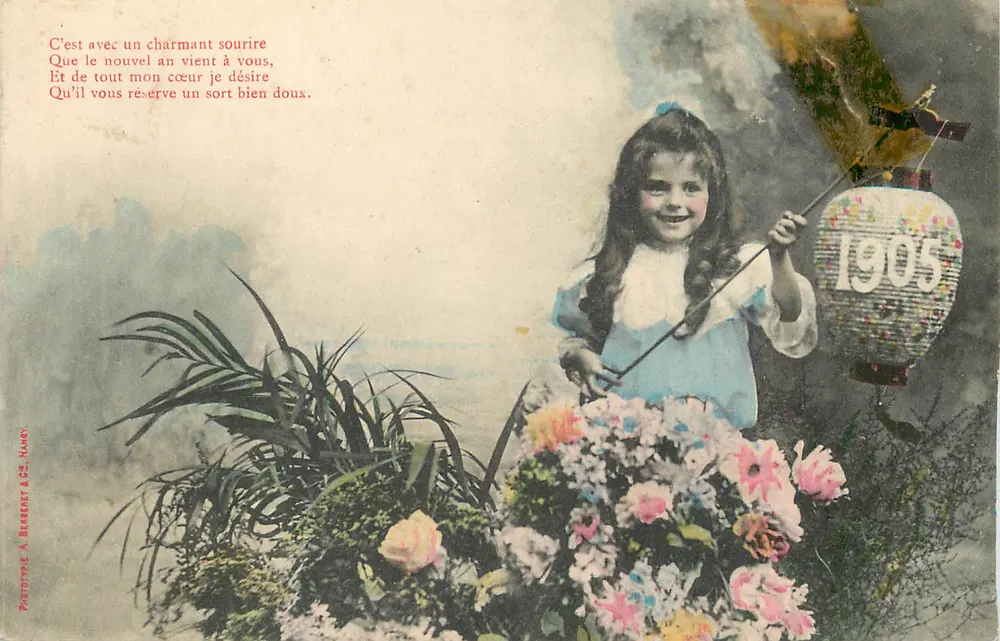 Fille avec lanterne de 1905 — Phototype A. Berberet & Cie, Nancy - Recto