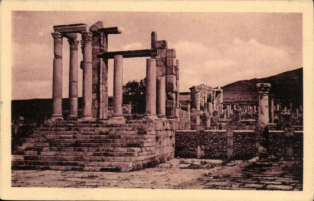 Djémila - Templo Norte — Bilhete postal antigo 14/49 — editor SPÉGA - Frente