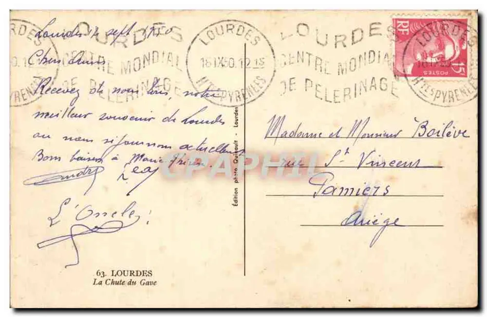 Lourdes — A Queda do Gave — Edição fotográfica Galfaut, n°63 - Verso