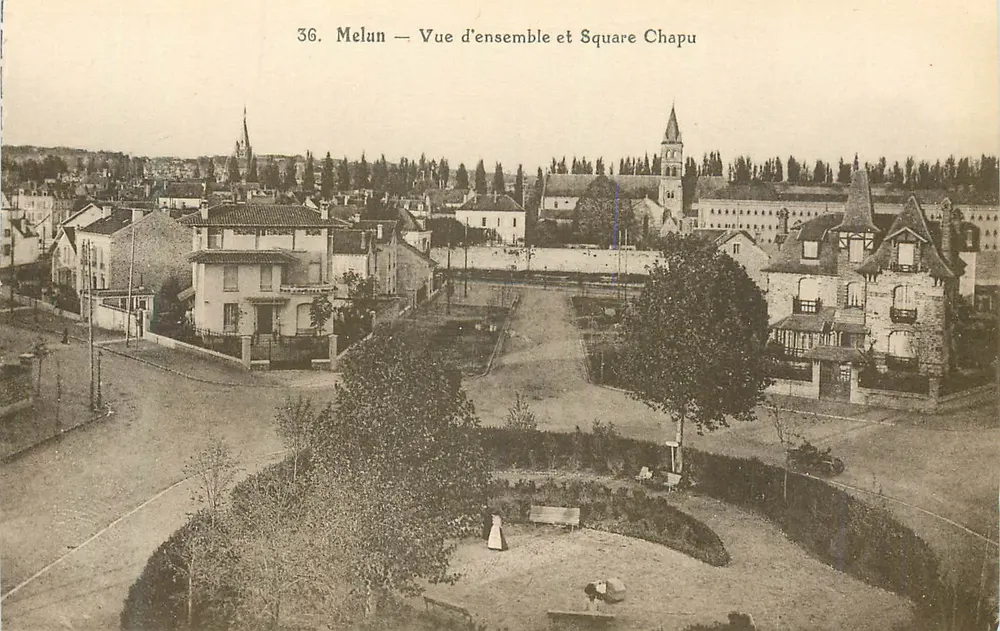 Melun — Visão geral e Praça Chapu — Editor não identificado, n° 36 - Frente