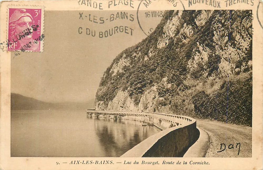 Aix-les-Bains — Lago do Bourget. Estrada da Corniche. - Frente